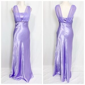 Vintage Y2K Lavender Satin Prom Dress